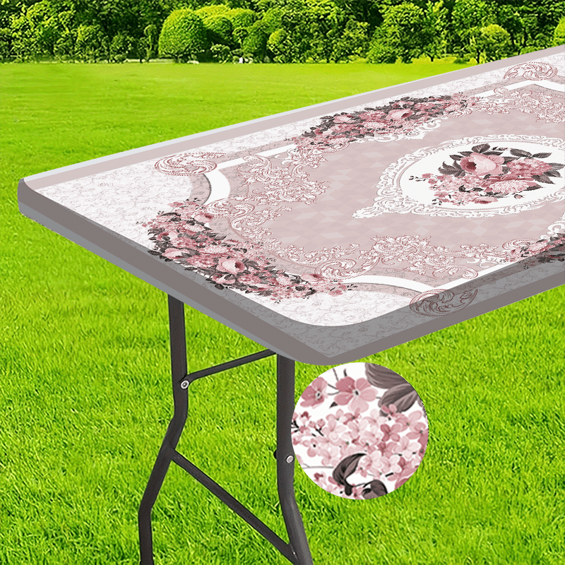 E-shop 1 Stück waschbare Outdoor-Tischdecke mit elastischen Kanten aus Polyester. Ideal für Camping, Picknicks und Gartenfeiern, erhältlich in