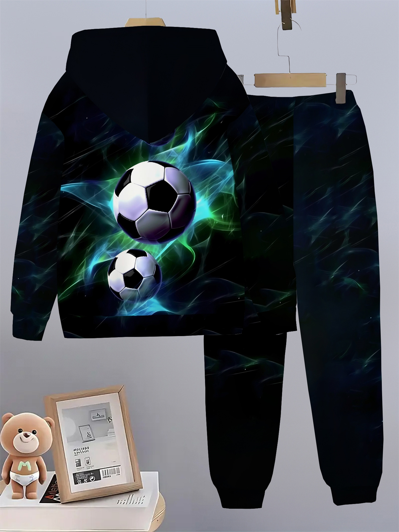 Jongens 2-delige Voetbal & Glow-in-the-Dark Hooded Sweatshirt & Broek Set