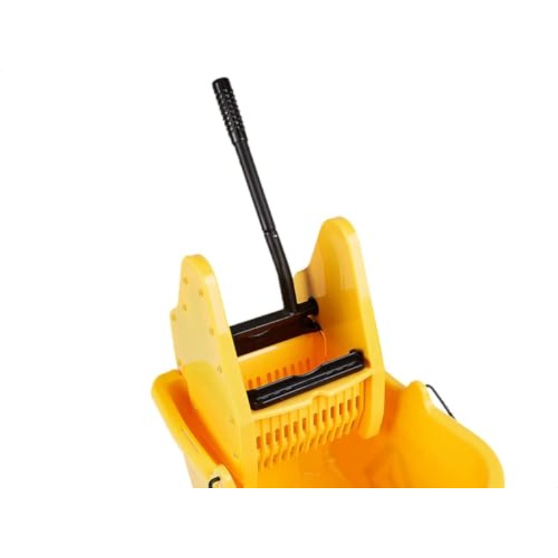 commercial heavy duty mop bucket with down press manual wringer 35 quart yellow cleaning bucket pp   frame rolling casters mop holder compatible with jaw fan mops  commercial sold Product details 3