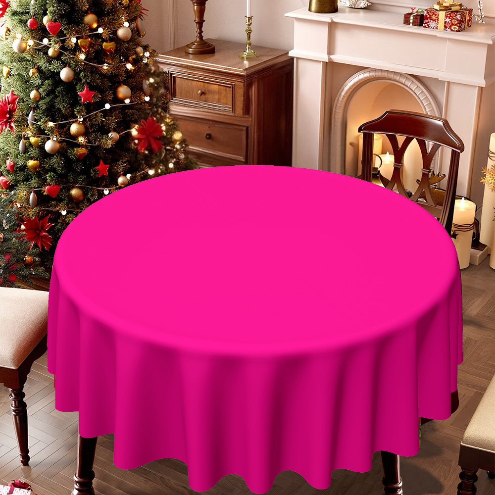 TEMU Round Tablecloth, Christmas, Solid , Suitable For Christmas, New Year's Day, Valentine's Day, Party, Picnic, Gathering, Festival, Holiday,
