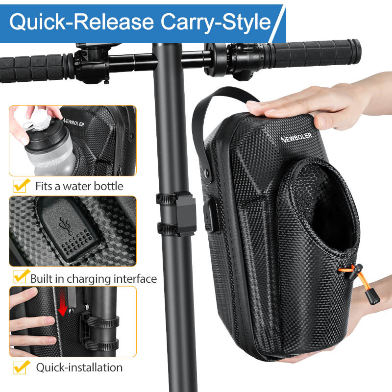 TEMU Sac pour trottinette électrique NEWBOLER, sac rigide EVA avec porte-bouteille d'eau et port de chargement intégrés, dégagement rapide | Sac de