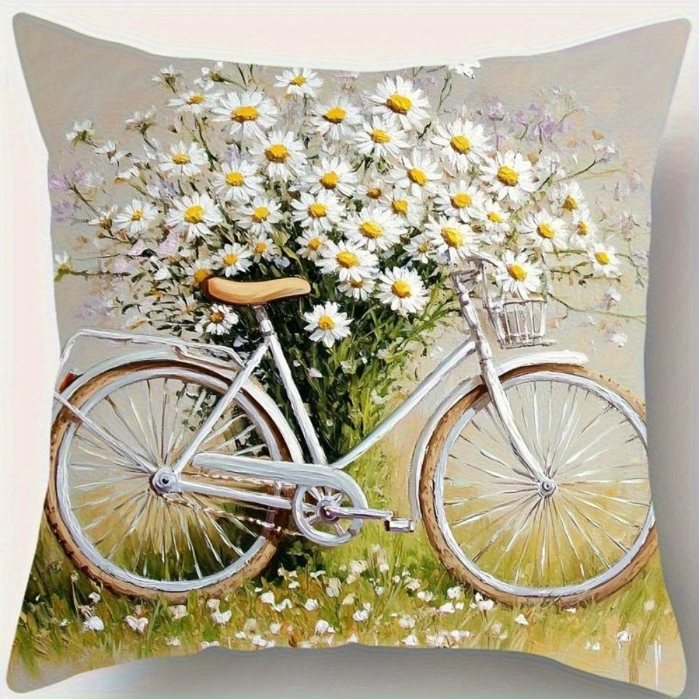 4pcs vintage daisy print pillow covers double sided digital printing non embroidered machine washable zipper closure polyester ideal for daily use holiday decor valentines mothers day   halloween thanksgiving christmas decorative pillows Product details 7