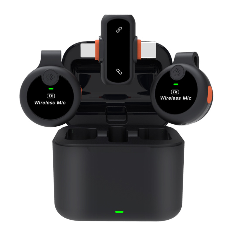 TEMU 2pcs Wireless Lavalier Microphone With Charging Case - Ai Intelligent Noise Cancellation - Long , 140ft Transmission Distance, Dual Receivers,
