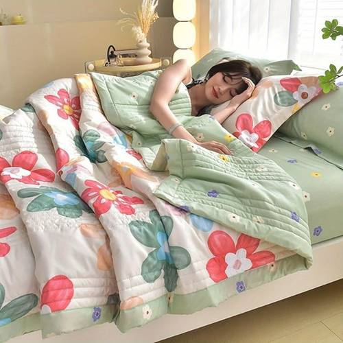 ultra soft summer cooling quilt lightweight breathable with embossed floral for bedroom sofa use