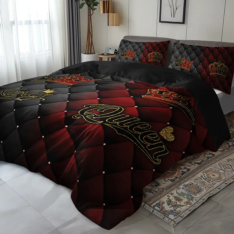 2 3pcs luxury dark red bedding set 1 fitted sheet 1 2 pillowcases excluding pillows high definition print for home dorm use Product details 6