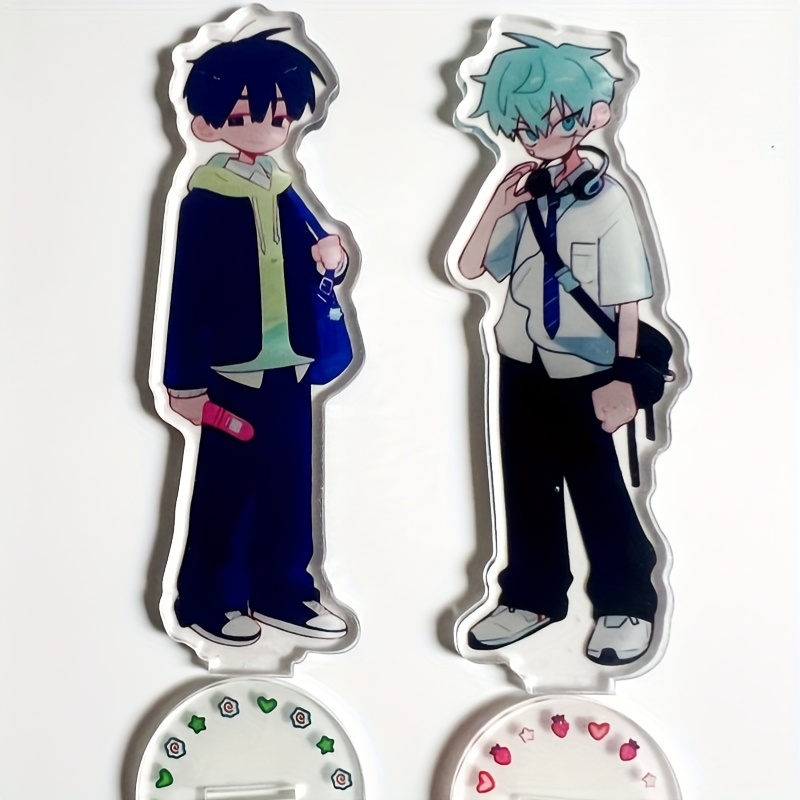 TEMU 2d Flat, 2d Anime-themed Acrylic Ornament - Cute Chibi Characters & Manga Desk Decor, Irregular Shape Suitable For Home, Office, Anime - Holiday