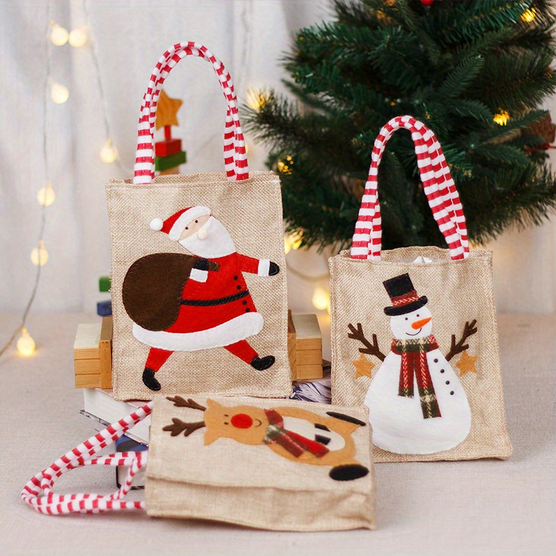 

2pcs Reusable Christmas Tote Bag, Christmas Decoration, Pattern, Bag Decoration Bag, Small , Bag, Shopping Bag, Bag