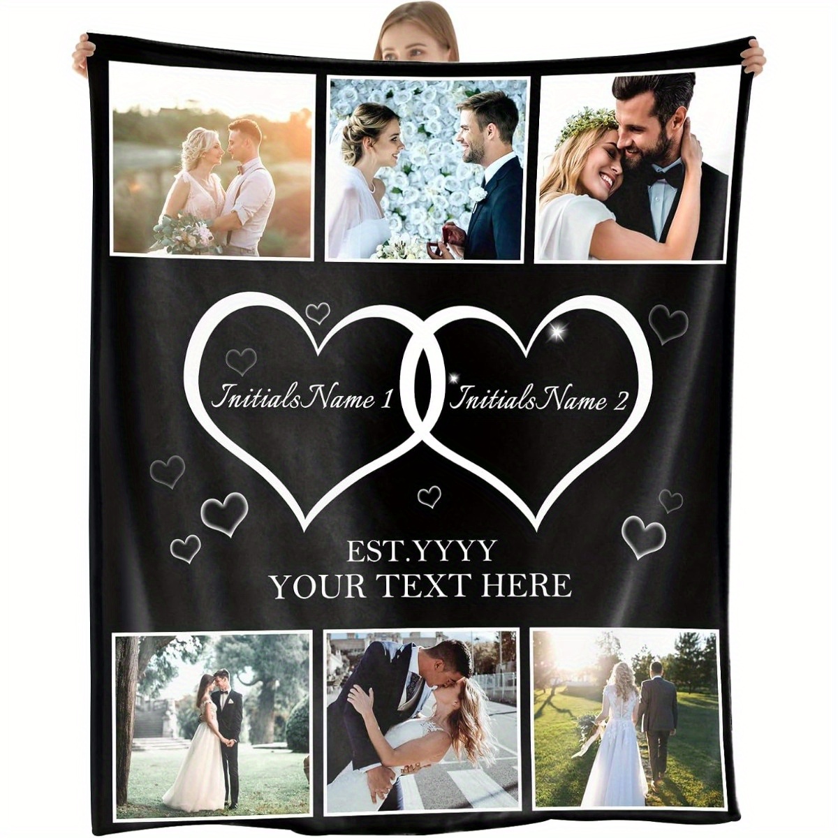 

1pc Couverture de Noël Personnalisée avec Photos& Couverture Personnalisée pour Couple Saint-Valentin Couverture en Flanelle Cadeaux Personnalisés Anniversaire pour Femmes Hommes