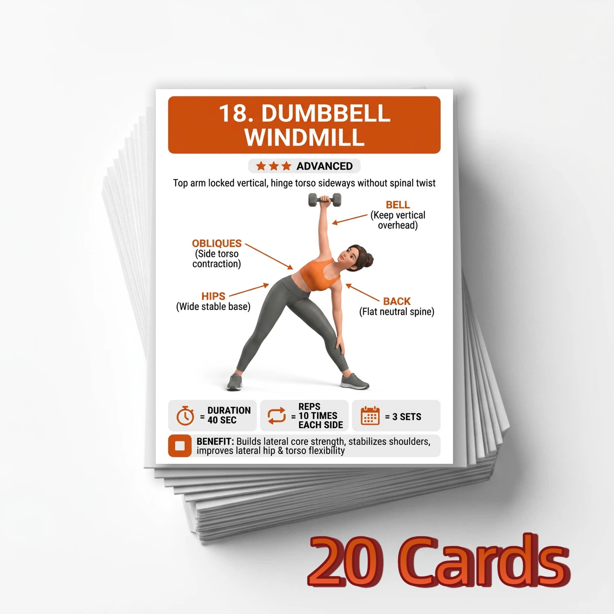 TEMU 20pcs Dumbbell Workout Cards Suitable For Beginners Full- Training Guide With Action Photos & Exercise Guide - Portable Chart For Home Gym,