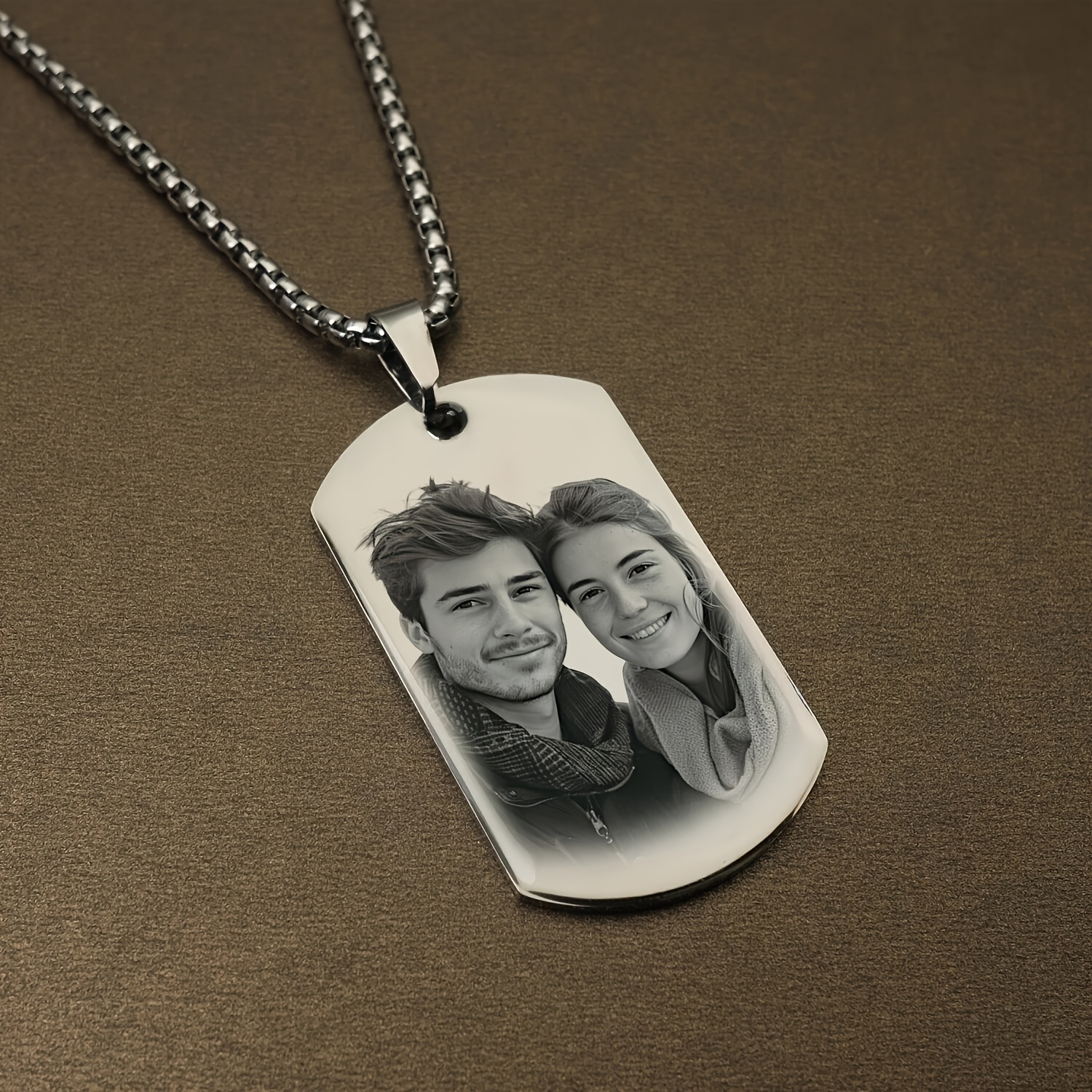 TEMU 1pc Colgante Personalizado con Foto y Texto Grabado - Llavero Personalizado con Grabado Láser, Duradero en Titanio 316L y Acero Inoxidable