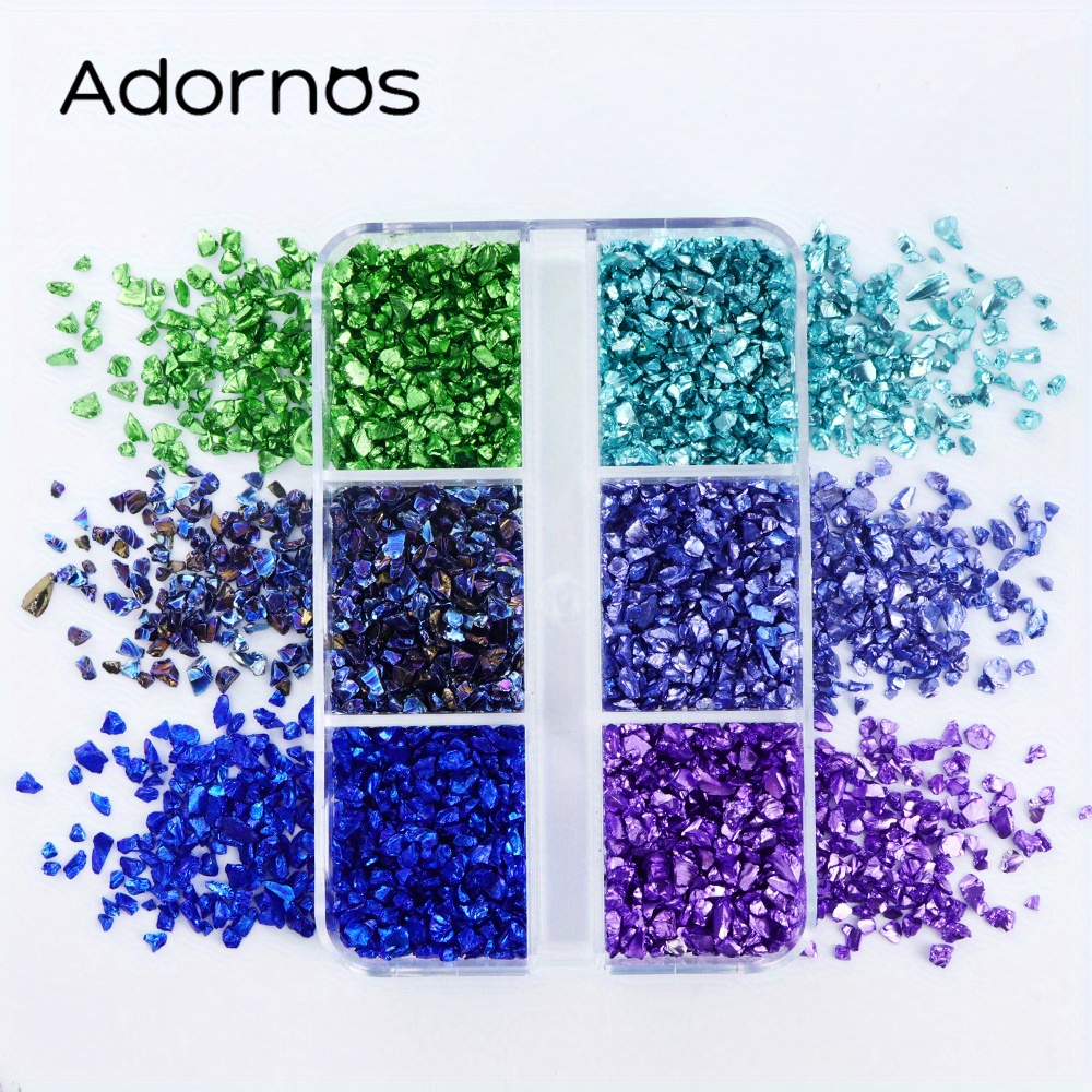 6 Grids Metallic Color Crushed Glass Stones Resin Filling Irregular For Epoxy Resin Mold Coasters Keychains Crafts Making