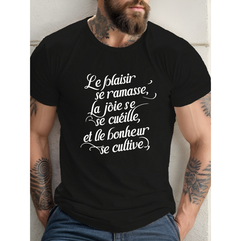 

T-Shirt Décontracté pour Homme à Manches Courtes avec Imprimé & Fleurs - Polyester Respirant, Col Rond, Tee-Shirt de Mode d'Été