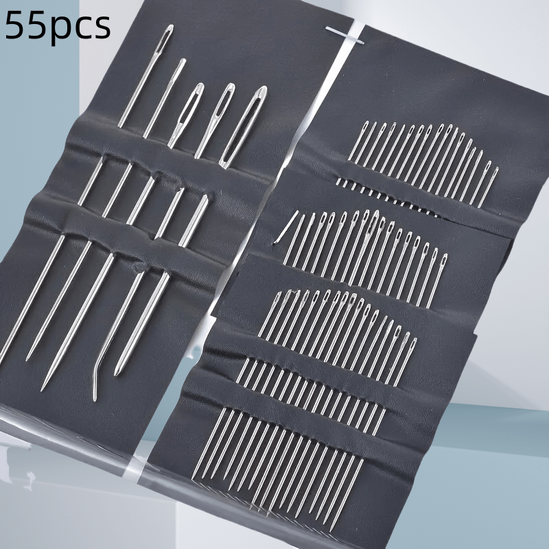 

[55pcs Stainless Sewing Needles Set] 55pcs Stainless Sewing Needles Set, Assorted Sizes, Needle Kit For Crafting, With Storage Case For Diy Projects And Knitting