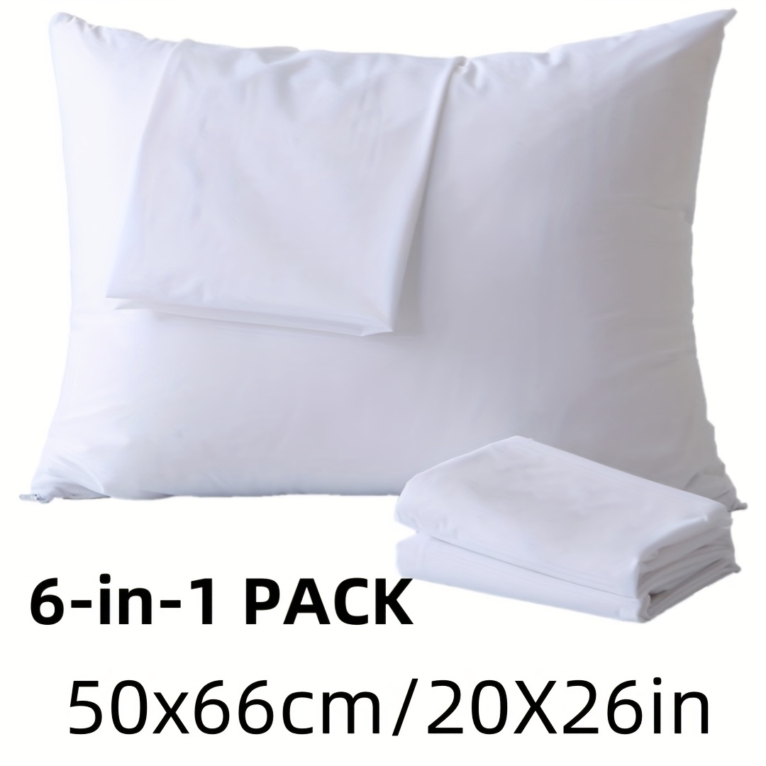 TEMU 6pcs Pillow Protector Set, Zipper Closure White Pillowcases, 100% Polyester - 3 Sizes - Quality, Breathable Soft Pillowcases, Extend Pillow Life