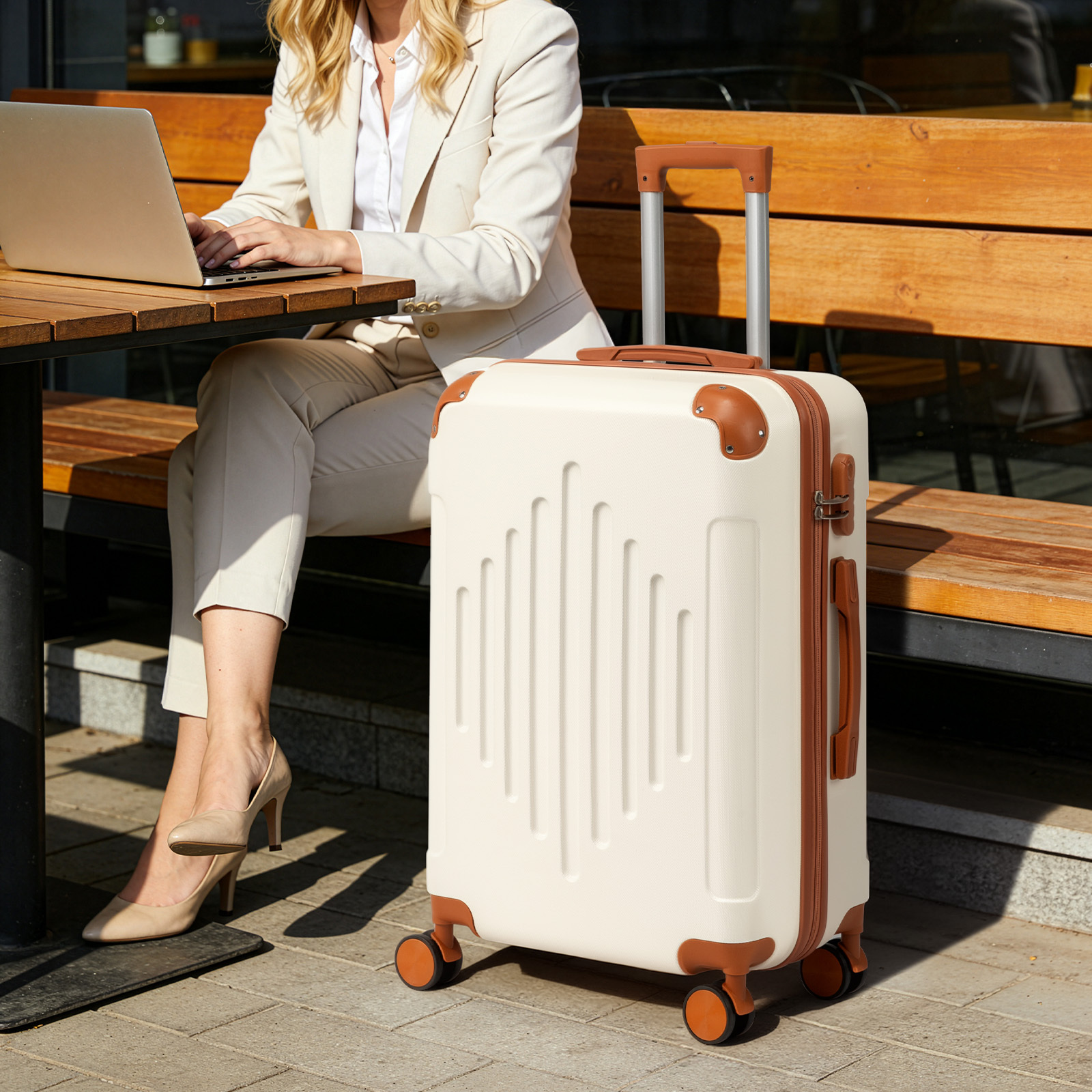 Ensemble de bagages rigides violet foncé assorti au marron, 4/5 pièces, valise rigide extensible avec roulettes pivotantes, bagage de voyage léger (12/16/20/24/28 pouces)