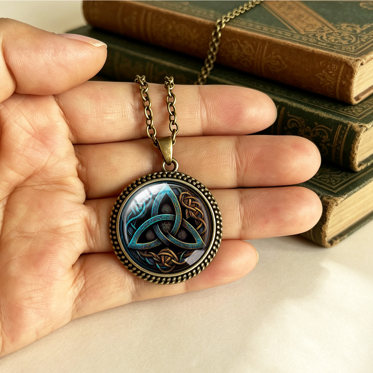 Distressed Celtic Triquetra Knot Totem Necklace