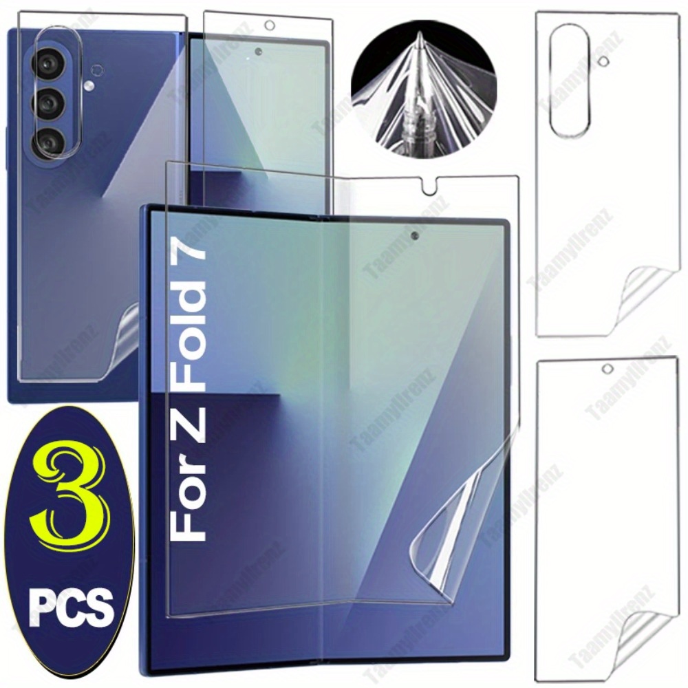 TEMU Étui et Protecteur d'Écran pour for Samsung Z Fold 7/Z Fold 7 - Kit 3-en-1 Film Hydrogel TPU, Couverture /Arrière, Compatible avec Accessoire de