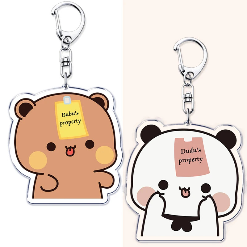 TEMU Set portachiavi 2D in acrilico - Design di di orso e panda, per accessori, borse e regali per fan, accessorio portachiavi, ciondolo per borsa,