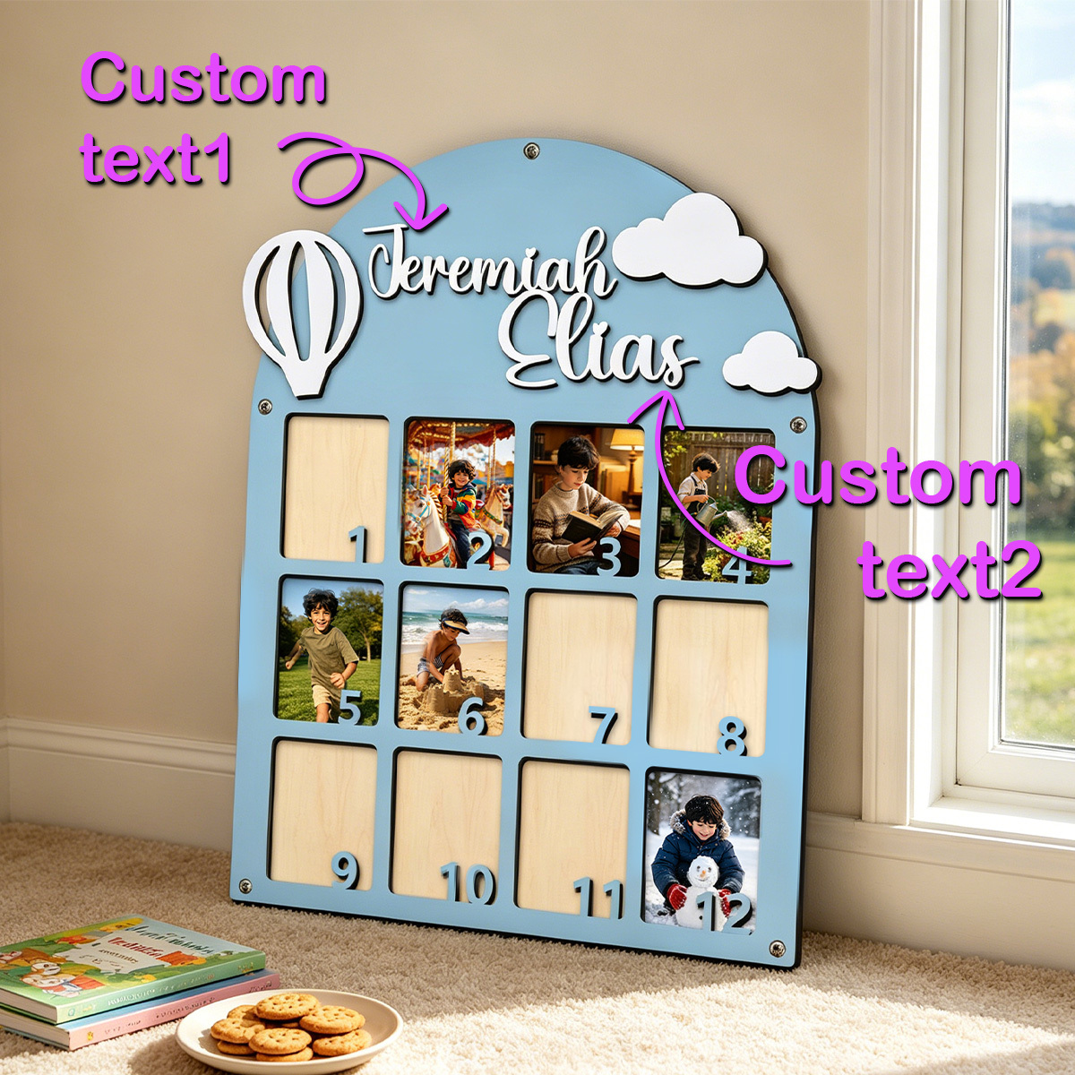 Bohemian 3D Name & Photo Frame for Growth Pictures