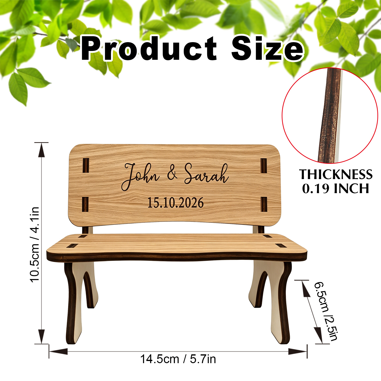 TEMU 1pc Christmas Personalized Photo Booth Prop, Mini Chair With Custom Text, Wedding Photo Prop, Engraved Commemorative Bench Gift With Name And