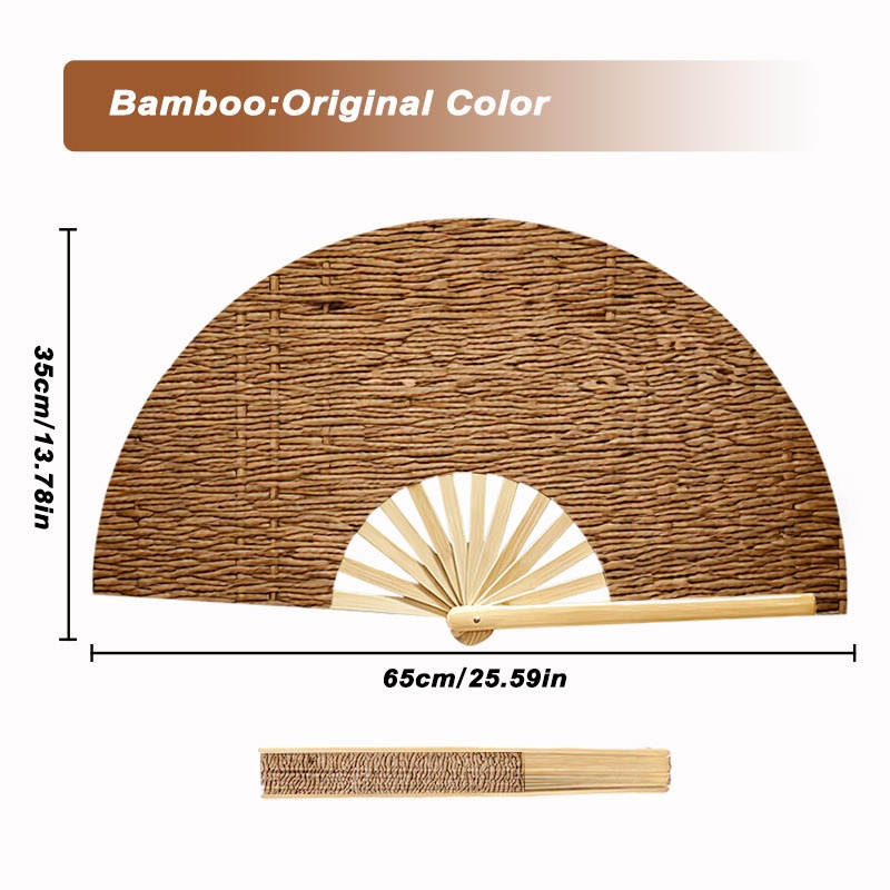 TEMU Natural Rustic Woven Bamboo Craft Fan, Original Color Bamboo And Wood , Multiple Specifications , Decor Ornament For Display And Holiday Gift