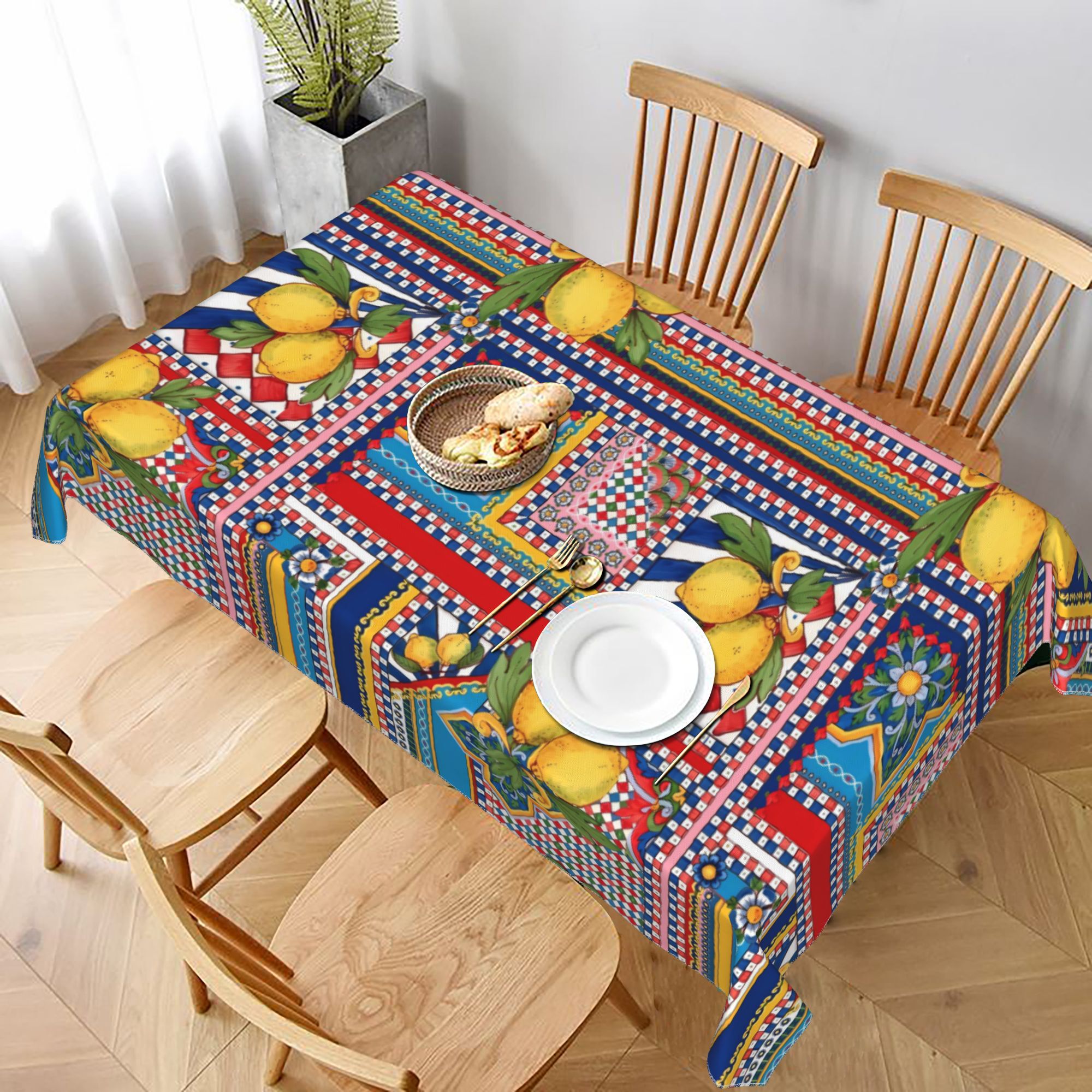 eine lebendige quadratische tischunterlage mediterranen stil