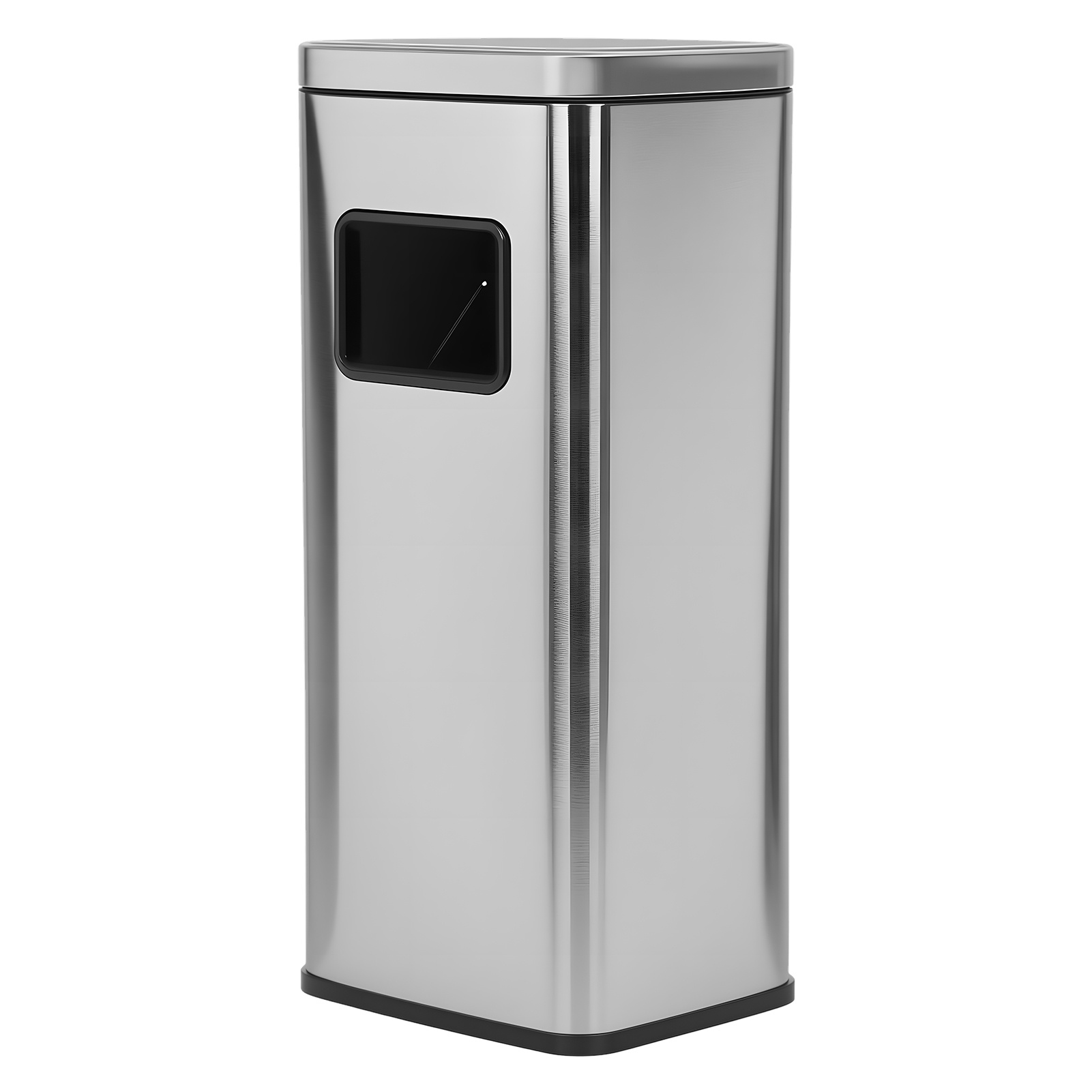 Sleek | Large Stainless Steel Trash Can With Detachable Top Tray - Sleek Rectangular Design, Windproof & Rust-proof For Indoor/outdoor Use - Ideal For Home, Office, Elevators - Easy- Lid & Bag