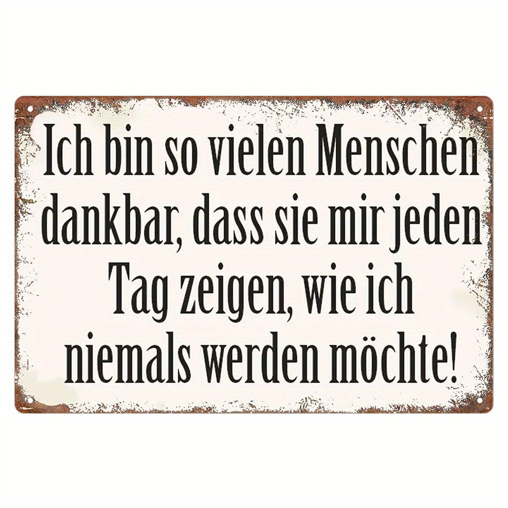 TEMU 2d Flat, 1pc Humorous "ich Bin So Vielen Menschen Danke" Metal Wall Sign, 8x12 Inches- Rustic Iron Decor With Sarcastic Message, Perfect For
