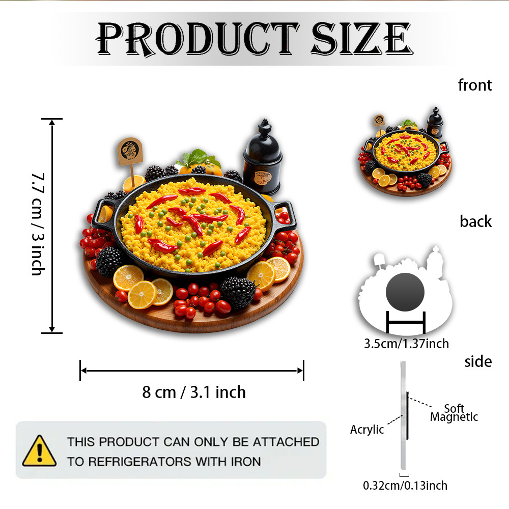 TEMU 1 Imán de Española - Español Auténtico de Arroz con Ímanes, Decoración de Ímanes Acrílicos para Nevera, Regalo para Fans de la Cocina Española,