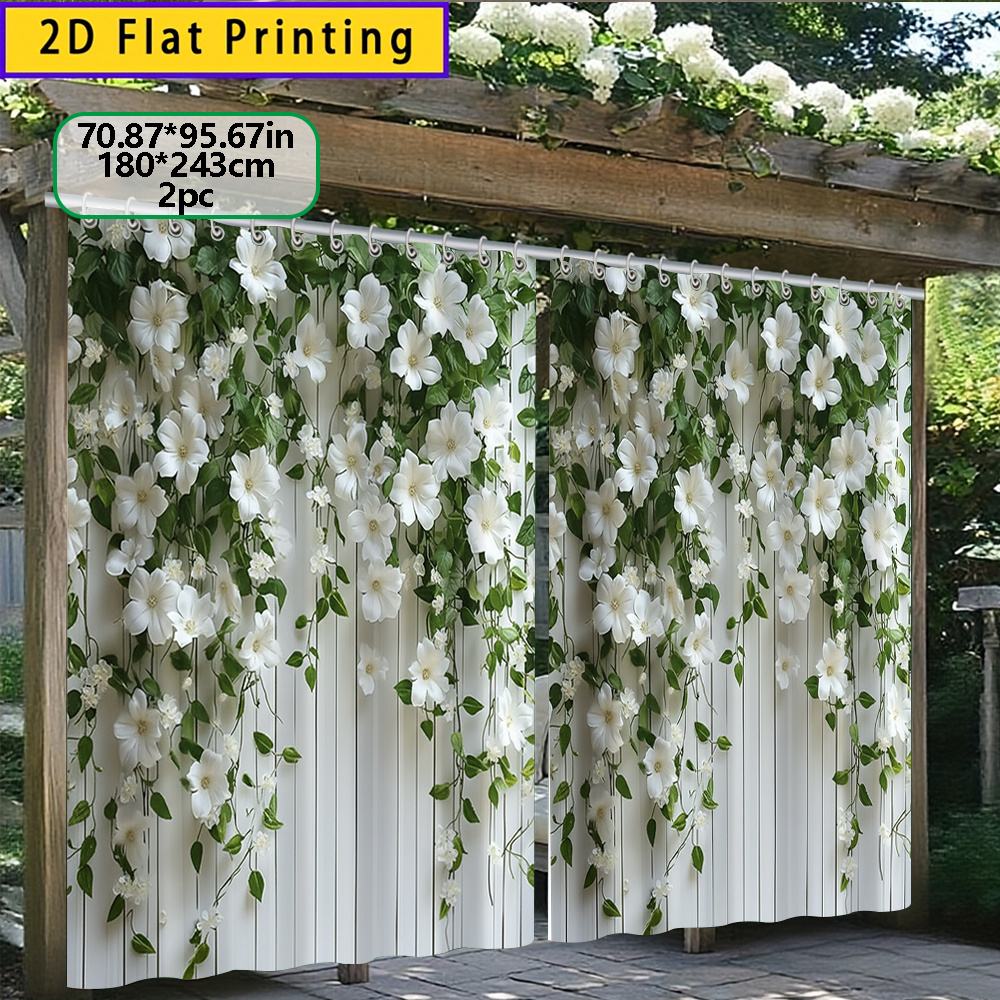TEMU Lot de 2 rideaux d'extérieur/d'intérieur 70.87x70.87in/180x180cm à impression 2D de à - Voilages semi-transparents à paysage de jardin pour