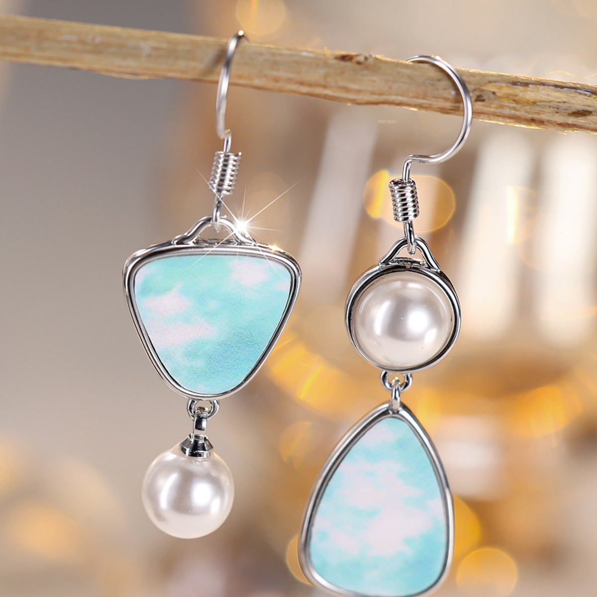 Fresh Refined Asymmetrical Drop Earrings, Anniversary Gift
