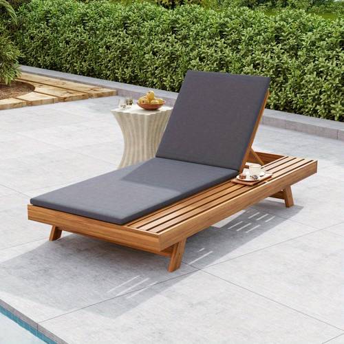 lounge chaise set on acacia wood with waterresistant lounge cushions dark grey 2 inch thick matching cream leaf coconut version