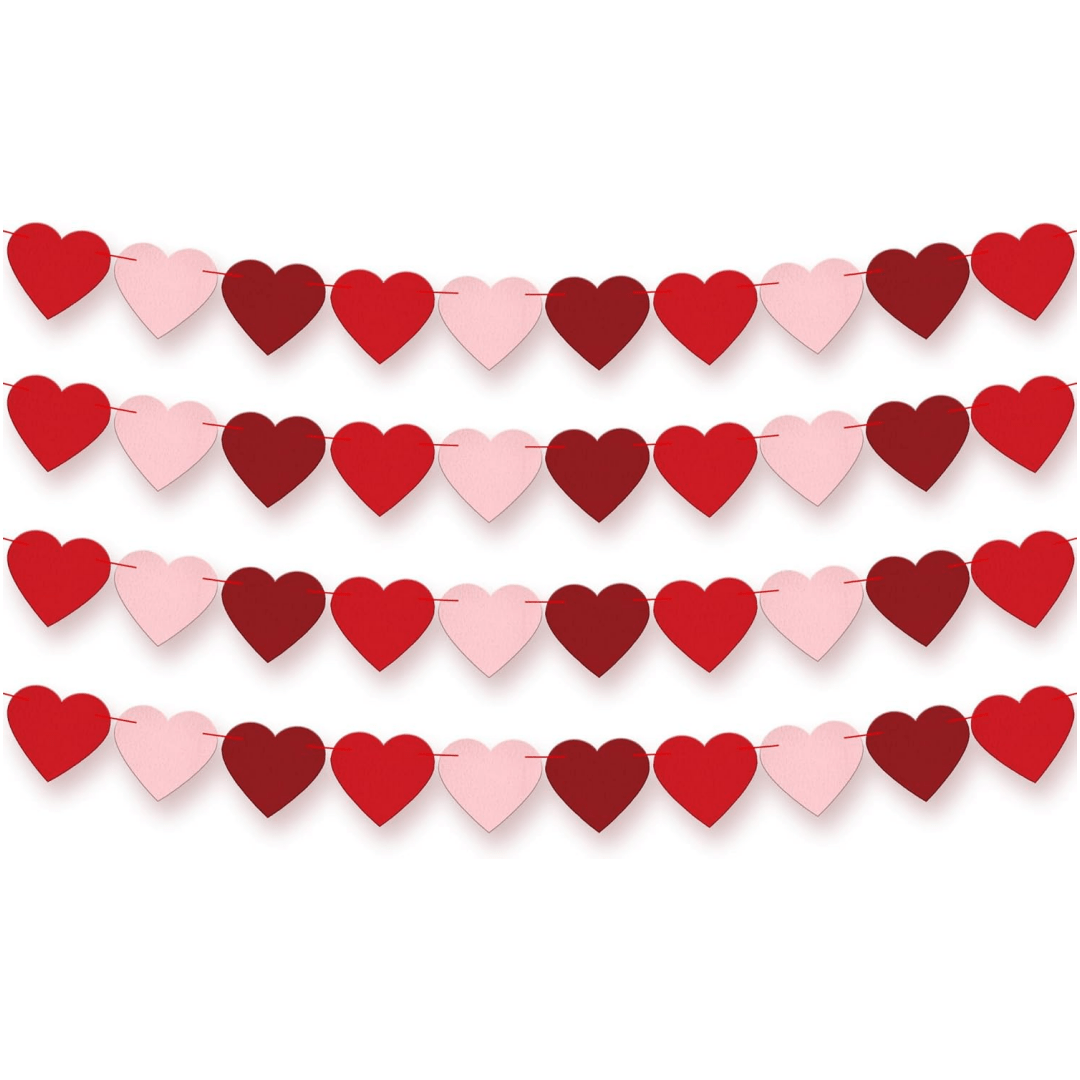 

Felt Heart Valentines Garland - Pack Of 40, No Diy | Red, Pink Valentines Day Garland For Heart Garland Decorations, Galentines Day Decorations | Valentines Day Decor, Valentines Decorations