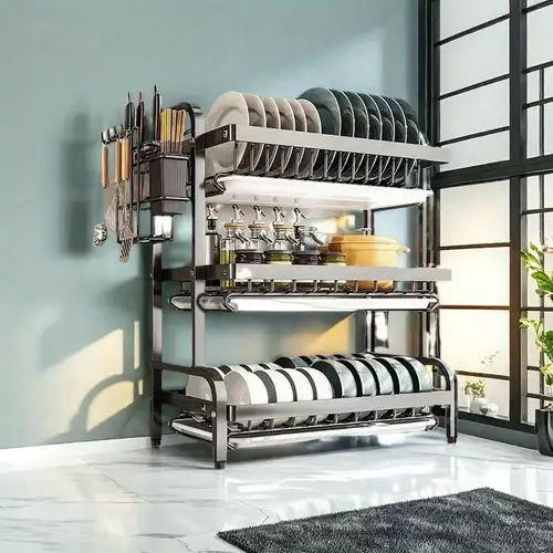 Portautensili Da Cucina In Acciaio Inox - Cestino Posate 10,5x10x7,5cm, Con Fori Scarico - Foto 3