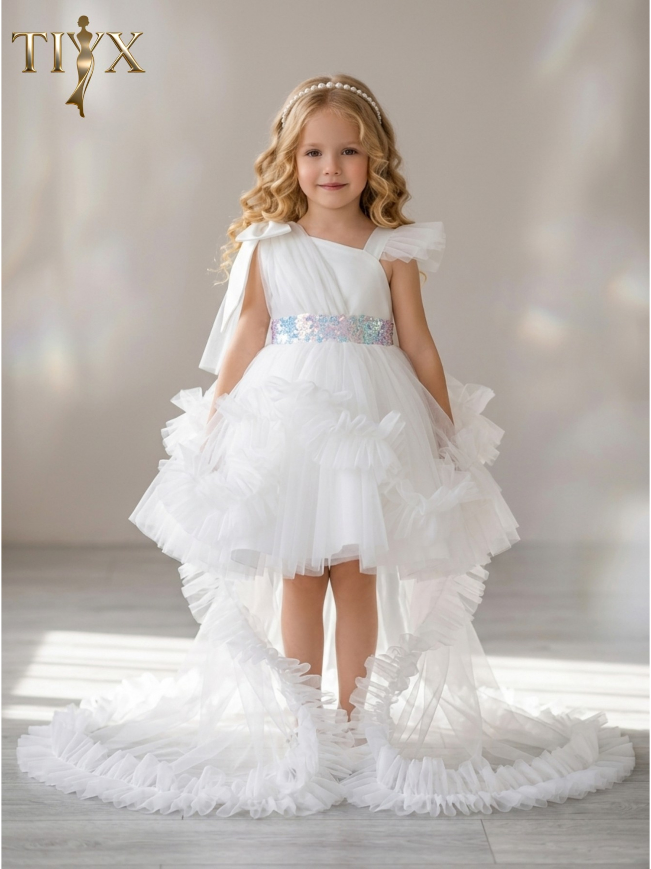green emerald velvet dress Elegant Baby Broken White Pattern Puff Sleeve Prom Dress Toddler Girls Formal Dress main image 0
