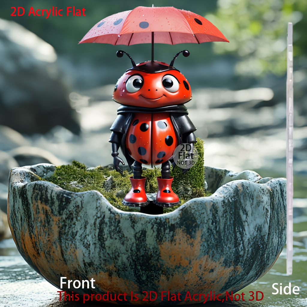 2D Plano, 4 Piezas Lindo Jardín Decoración Conjunto, No Se Necesita Energía, Adecuado para Plantas en Macetas y Señales de Festivales al Aire Libre, 2D Plano