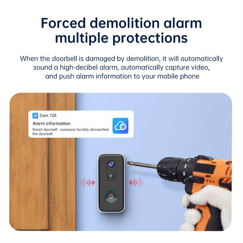 TEMU JOOAN 2K Sonnette Vidéo Fil, Stockage Cloud Gratuit, Sonnette Intelligente Maison Vision WiFi 2.4G Rechargeable, Communication Bidirectionnelle,