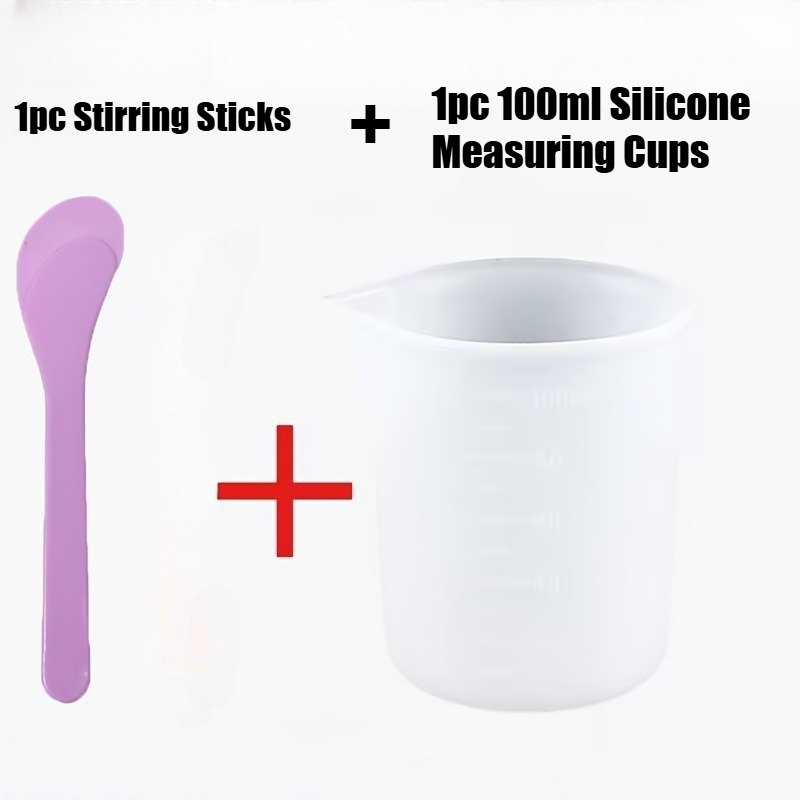 TEMU 100ml Silicone Measuring Cups | Reusable Resin Mixing Cups + Stirring Sticks, Silicone Mixing Cups / Diy , Epoxy Resin Cups, Reusable Precise