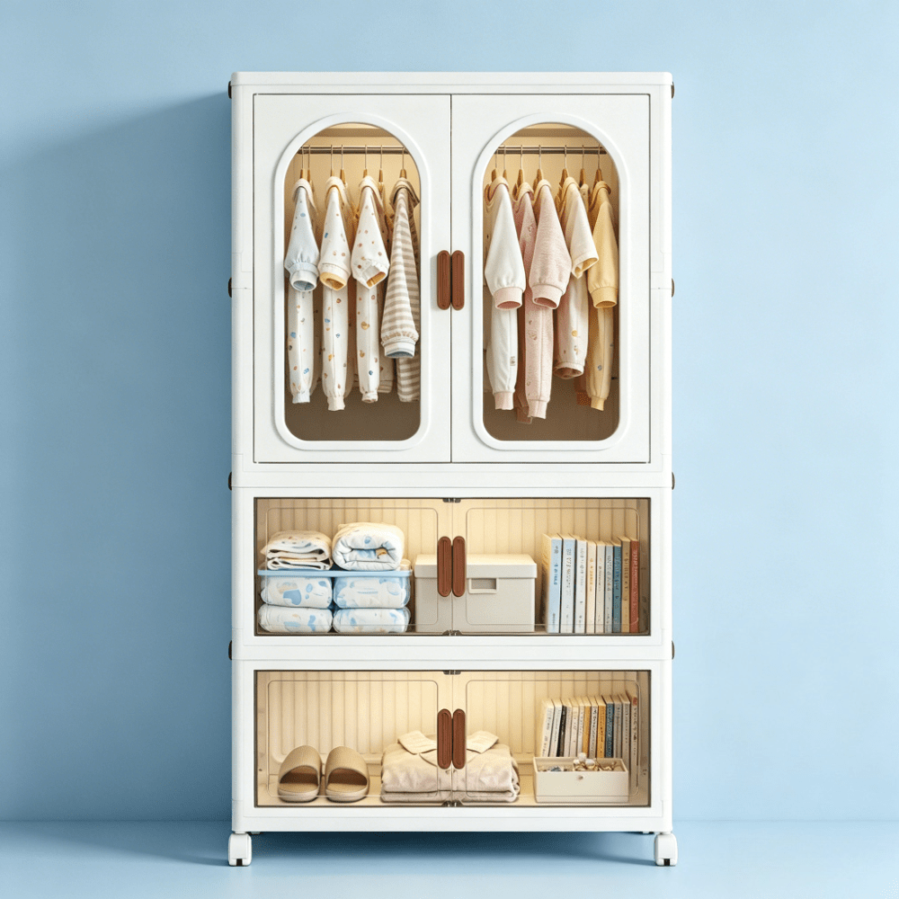 TEMU Multi Functional Wardrobe Organizer With Covered Plastic Storage Box, Drawer Style Storage Unit, Foldable Clothing Storage Box, Magnetic Lock