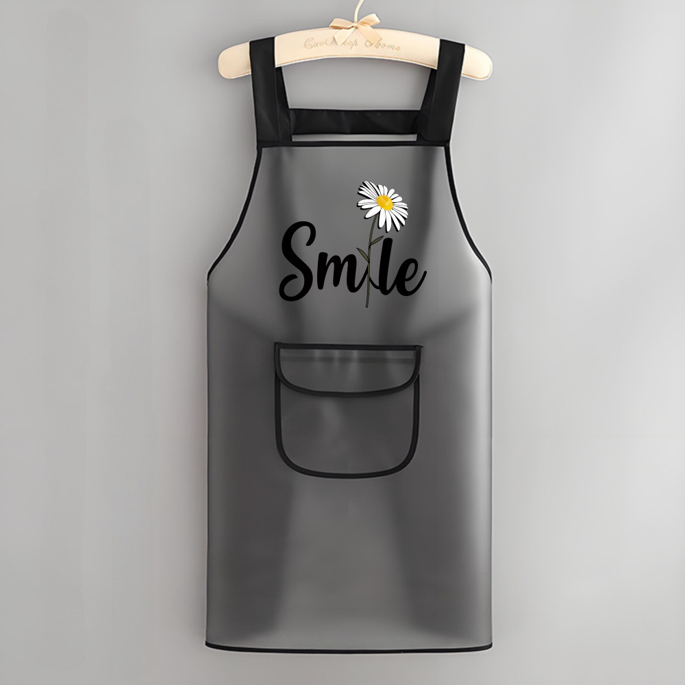 TEMU 1pc Lightweight Tpu Apron With Drape Smile Daisy Stripes Pocket With 1 Pocket Durable And Easy To Clean Without Water, Suitable For Baking,