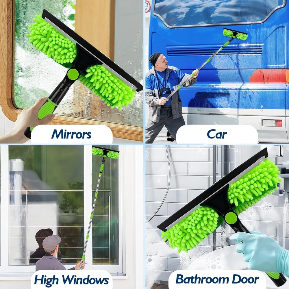 424cm Extendable Window Wiper Removal Kit, Window Cleaning Tool, 2-in-1 Telescopic Pole