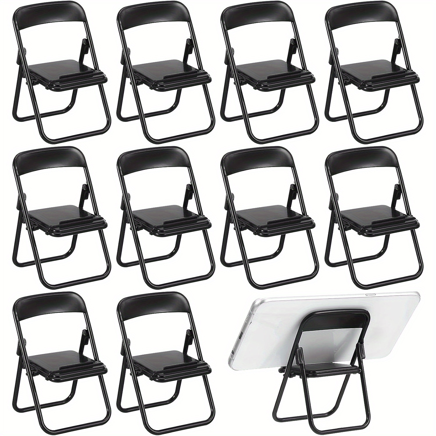 

15pcs Mini Folding Chair Doll House Mini Stand Model Chair Desktop Phone Stand For Doll House Decoration