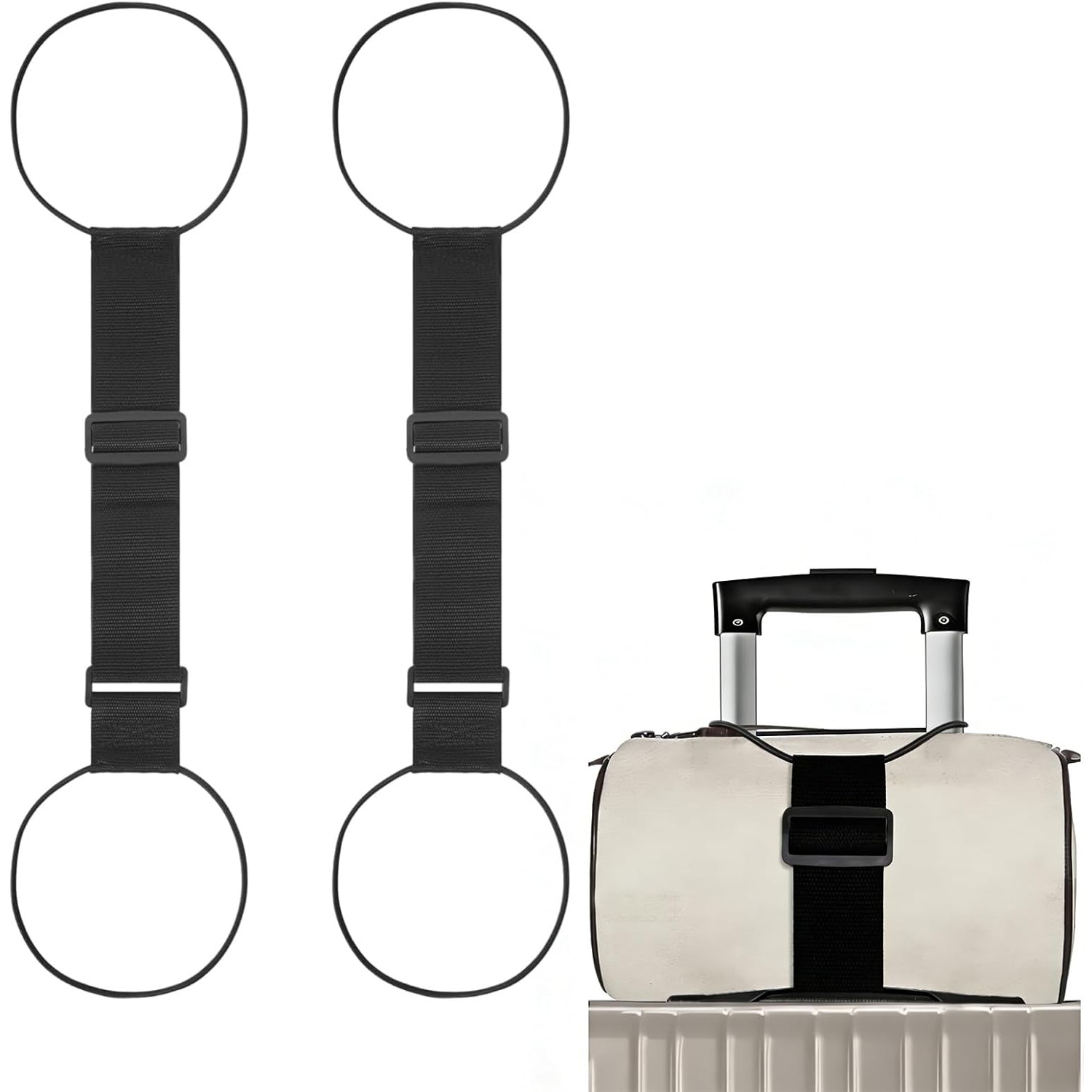 Image of 2pcs Luggage Straps For Suitcases, Adjustable Luggage Connector Straps, Luggage Straps , Add A To Travel Suitcase