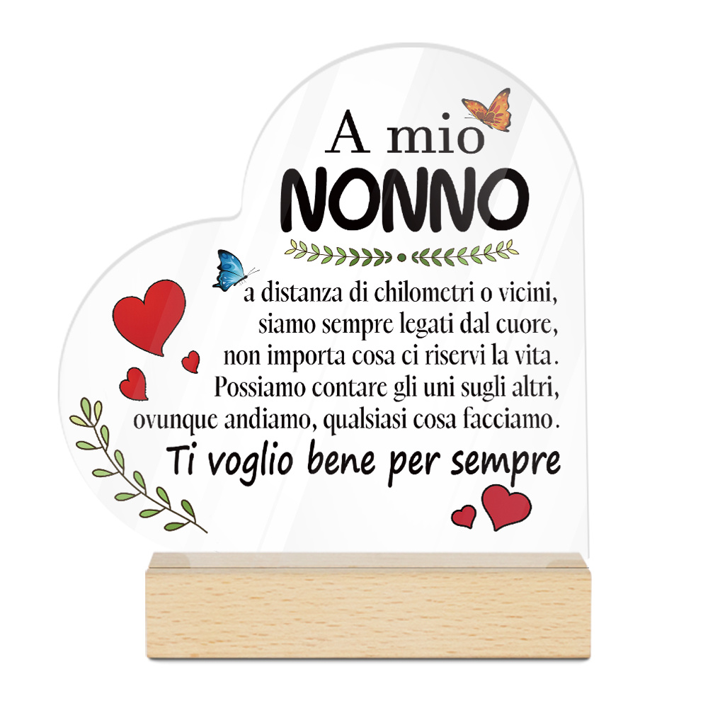TEMU 2d Flat, Heart-shaped Acrylic Sign - "to My Grandfather" Inspirational Quote, Ideal For Home Or Room Table Decor, Perfect Gift, 2d Flat