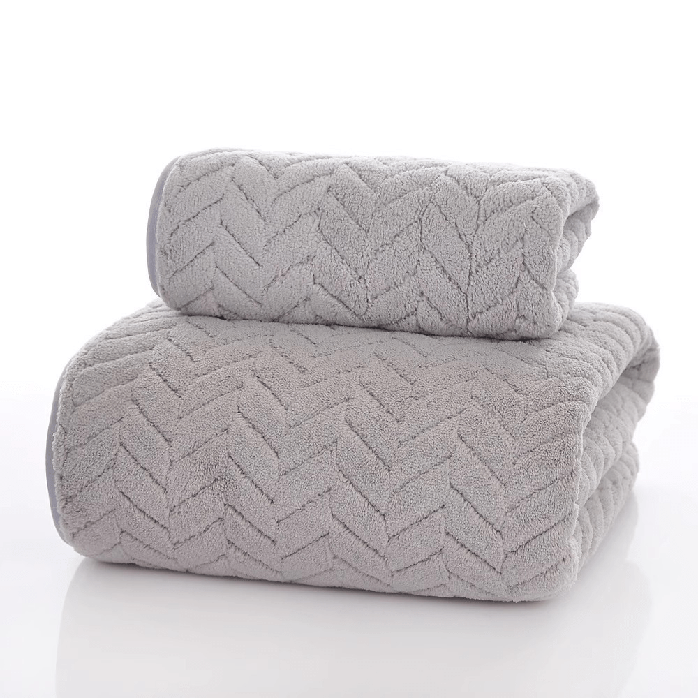 TEMU 2pcs-luxury Bath Towel Set - Lightweight And Soft, Quick-drying Microfiber, Modern Striped Design, Includes 1 Bath Towel, 1 Hand Towel, Perfect