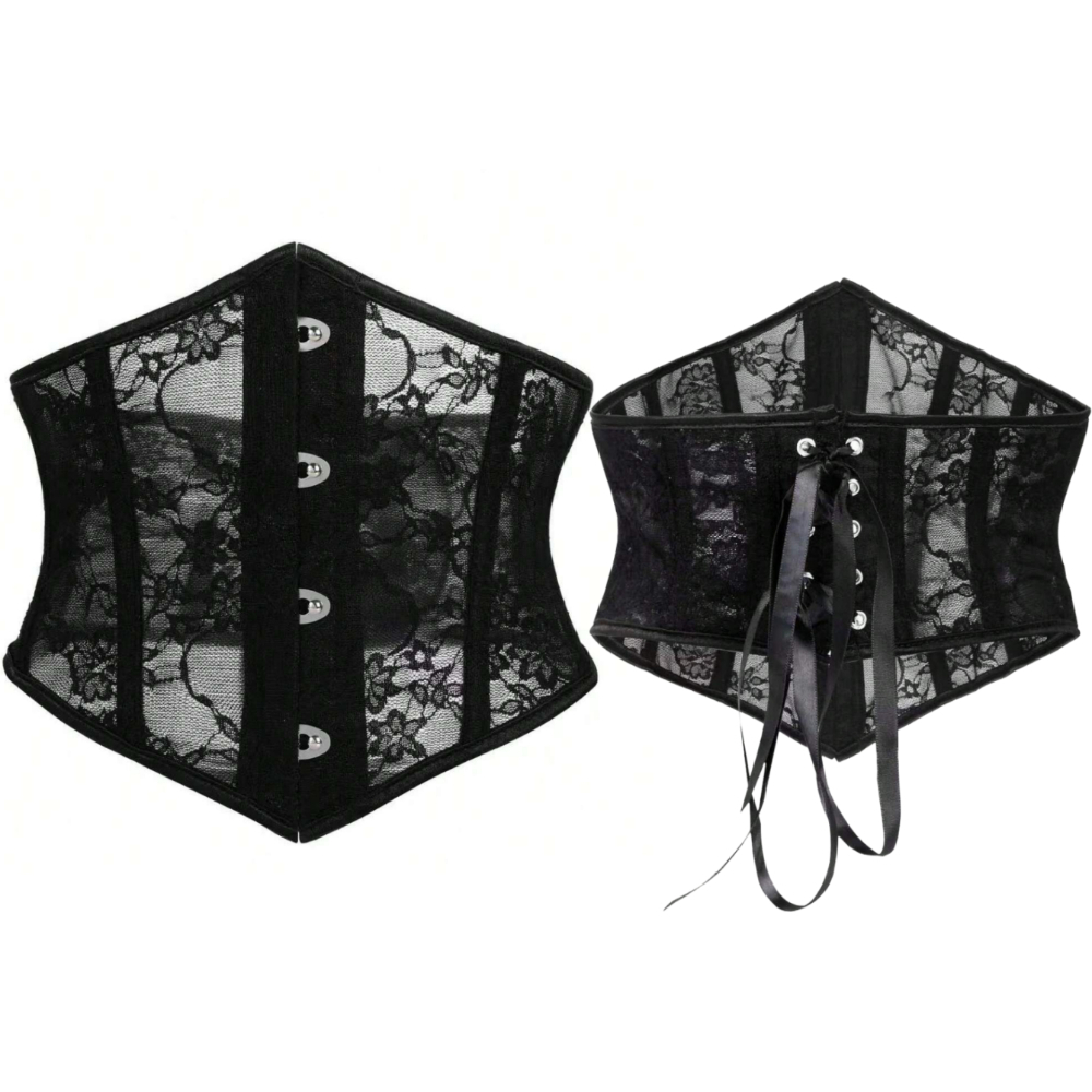 TEMU A Women's Lace Corset, Short Waist Cincher For Tummy Control, Worn Outside As A Waist Belt, Suitable For Parties And Halloween