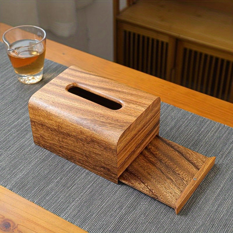 premium walnut wood tissue box cover 5 6x5 6x6 wooden box holder with slide out bottom modern decor look for bedroom dining table office 100 wood Product details 7