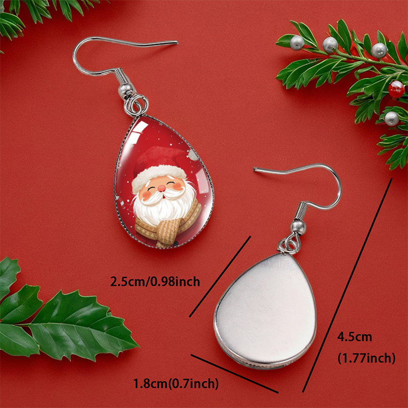 Santa Claus Illustration Waterdrop Earrings