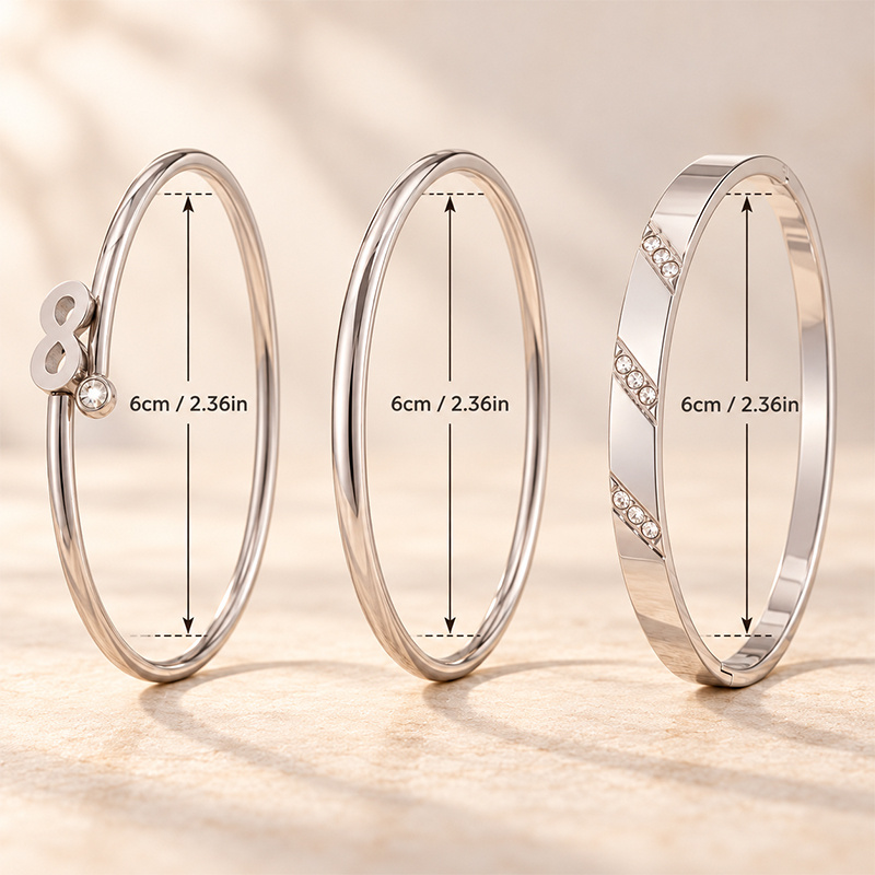 Mature Chic Slim Bangle Set with Infinity Design
