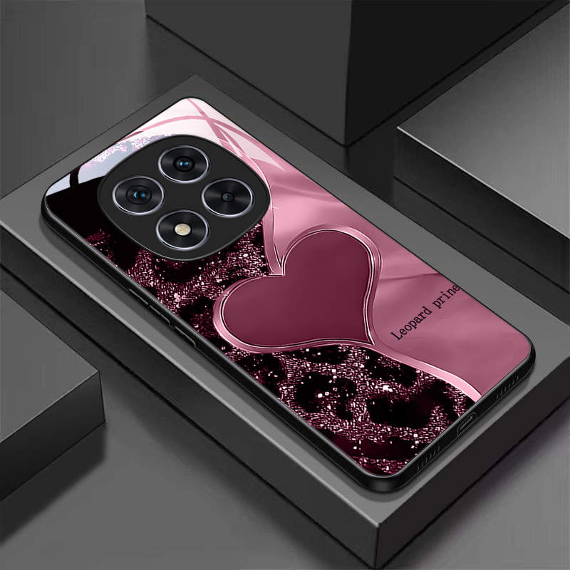 TEMU Tempered Glass Phone Case Suitable For Redmi Note 14 Pro 4g Note 14 Pro 5g Ultra-thin Hard Cover With Heart Pattern Bla083